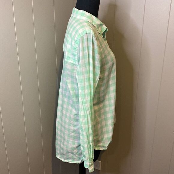 C Red Camel Women’s Medium Casual Button Down Shirt Plaid Sheer Chest Pocket - Picture 3 of 6